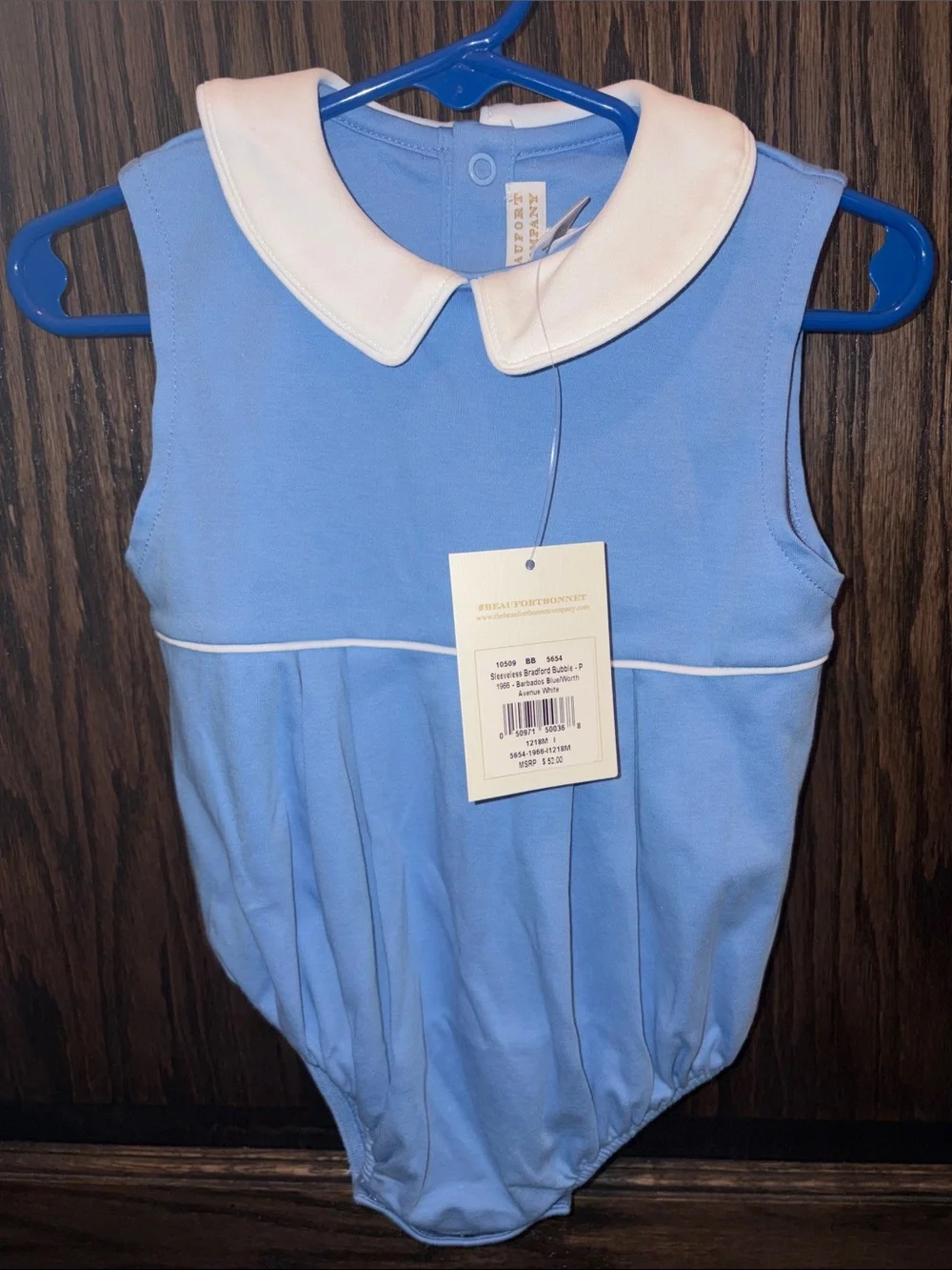 The Beaufort Bonnet Company Blue One-Piece with White Peter Pan Collar